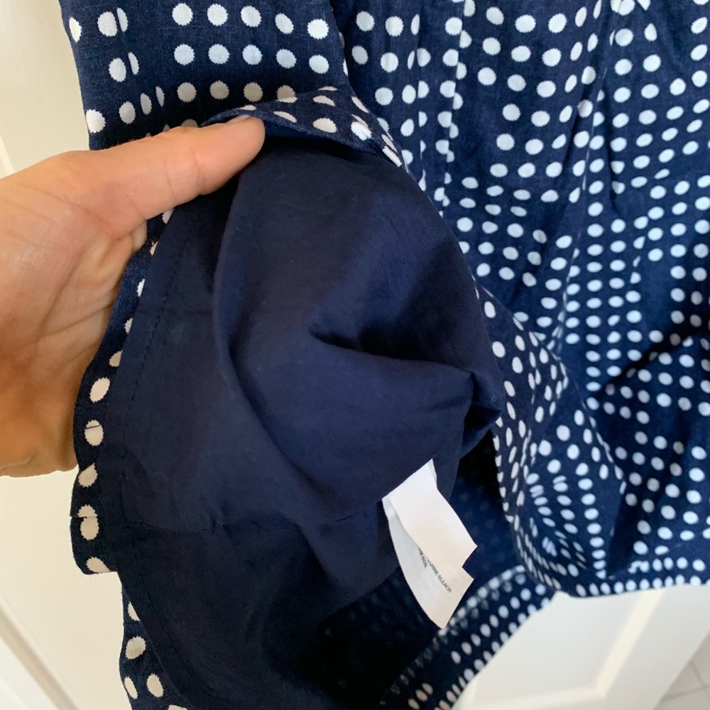 Navy Dot Pattern Strapless Dress - image 6